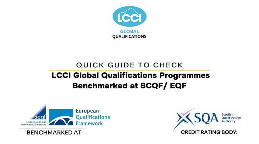 How to check the LCCI Global Qualifications Programmes Benchmarked at (SCQF) and (EQF).